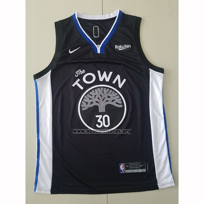 Camiseta Golden State Warriors Stephen Curry NO 30 Ciudad Negro
